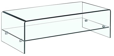 Meubletmoi Table Basse en Verre trempé - avec étagère vitrée rectangulaire - Design Salon Moderne - Ice