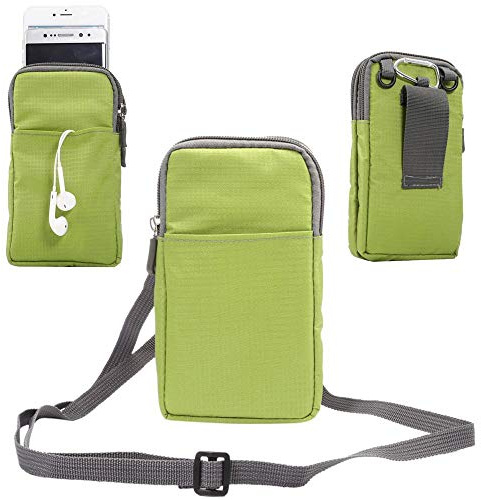 jbTec Handytasche zum Umhängen Nylon klein 180x110x35mm - Karabiner Gürteltasche Damen Herren Handy Belt Grün
