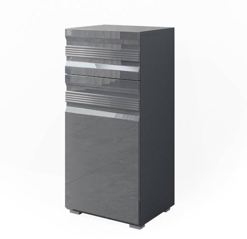 Vicco Midischrank Fredd, Anthrazit Hochglanz, 36.4 x 79 cm