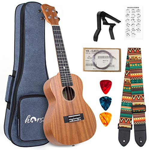 Horse Tenor Ukulele Mahagoni 26 Zoll Ukulele für Anfänger Ukelele für Erwachsene mit Gig Bag Strap String Capo Picks