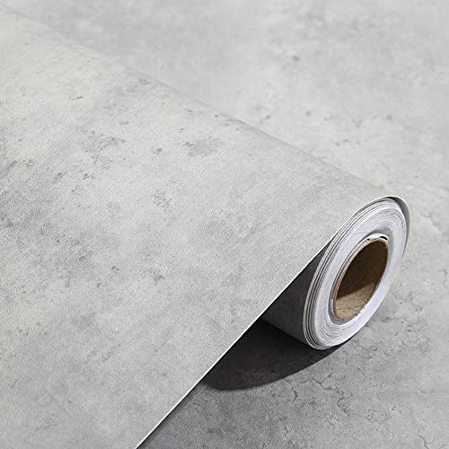 TAOGIFT 24x117 Inches 3D Textured Peel and Stick Concrete Wallpaper Grey Cement Contact Paper for Walls Kitchen Cabinets Countertop Bathroom Bedroom Furniture