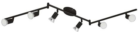 EGLO LED Deckenleuchte Buzz-LED,6 flammige Deckenlampe | Deckenstrahler aus Metall, Wohnzimmerlampe in Schwarz, Küchenlampe, Spots mit GU10 Fassung, L 105 cm