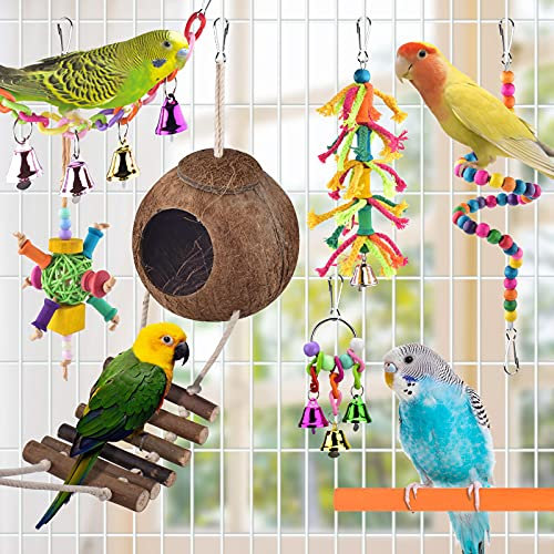 Vogelspielzeug, ERKOON Nymphensittich Futter Wellensittich Spielzeug Bird Feeder Toy for Parakeets Papagei Kauspielzeug,Vögel Am Käfig Installieren Können für Alle Papageien & Vogel (L)