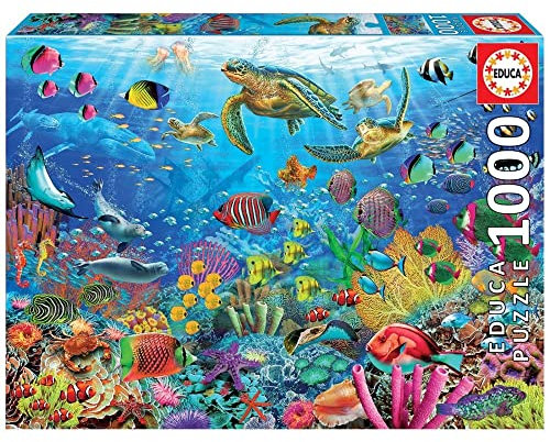 Educa - Puzzle de 1000 Piezas para Adultos | Tortugas en el Paraíso. Incluye Pegamento Fix Puzzle. A Partir de 14 años (19266)