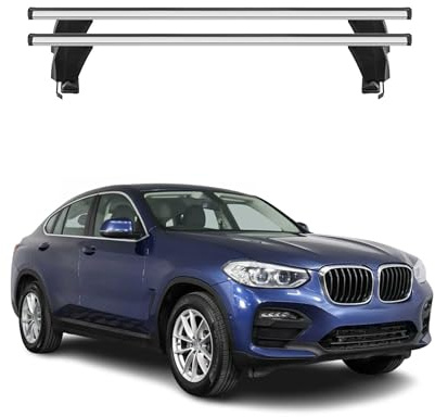 OMAC Dachträger Querträger Alu für BMW X4 G02 2018-2025 – Abschließbar – T-Nut – City-Crash-getestet – Max. 50 kg Silber
