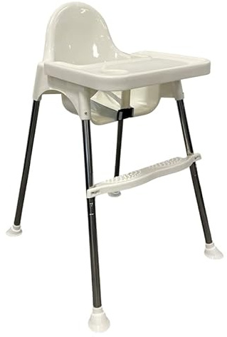 Adjustable 3-in-1 Baby Highchair Infant High Feeding Seat Toddler/Children Table Chair with Safety Belt and Footrest, White, Beech Wood