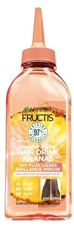Garnier - Fructis Hair Drink - Soin Lamellaire Instantané Lissant Longueurs & Glow Ananas - Formule Vegan à 97% d'Ingrédients d'Origine Naturelle - 200 ml