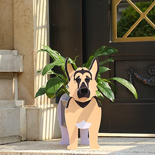 Gochoi Kleiner Deutscher Schäferhund Hund Blumentopf Geschenke Pflanzkübel PVC Rechteckig Blumentöpfe Tier für Den Planzenkübel,Innengarten Sukkulenten Pflanzgefäße S German Shepherd