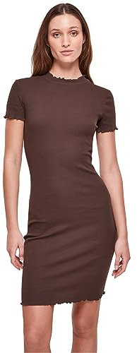 Urban Classics Damklänning med ribbad t-shirtklänning för kvinnor, brun, XL
