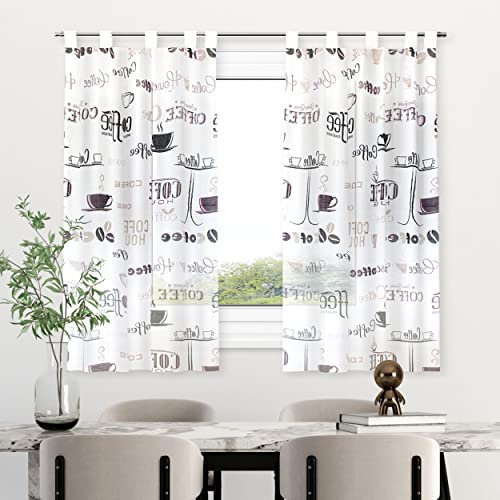 HOMEYA - Cortina Cocina Translúcida 140x140cm - Visillo Transparente Estampado para Ventana, Marco de puerta - 1 Unidad