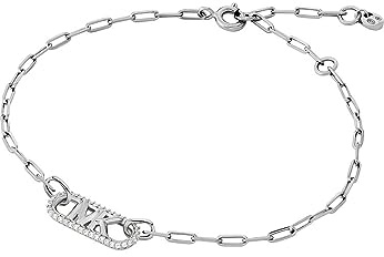 Michael Kors Damen Premium MK Statement Link Sterling Silber Pavé Empire Gliederkettenarmband Silber, MKC1656CZ040