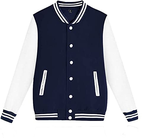 BIISDOST Giacca da uomo Basic College Jackets per uomo, unisex, per le mezze stagioni, giacca sportiva Varsity Jacket patchwork baseball, colletto alto, streetwear, felpa per il tempo libero, stile
