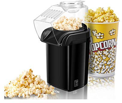 Popcorn Maker Hot Air Popcorn Maker With Measuring Cup Tasty Popcorn In 3 Minutes No Oil Needed Healthy Fat-Free, 1200 W,Black