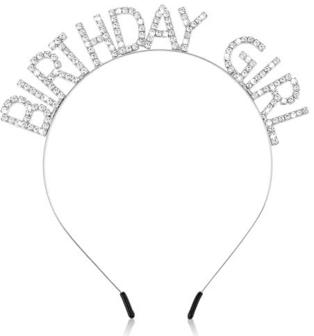 Jeffdad Couronne d'anniversaire pour fille, diadème d'anniversaire, diadème avec strass, princesse, tiare Joyeux Anniversaire Accessoires pour femmes filles fête Noël décoration, One size, Caoutchouc