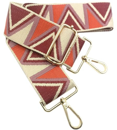 Tracolla Larga 5cm per Borse Donna Cinghia Larga Regolabile Rosso, 80-130cm Cinghia Larga con Gold Moschettone, Durevole per Crossbody Borsa, Chitarra, Borse Moderne Accessori, 908