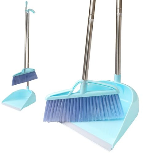 Besen Kehrschaufel Set Winddicht Vertikal Langstiel Besen Kit Kehrschaufel Kombination Home Cleaning Kehren (Blau)