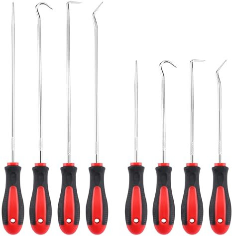 8 Pezzi Rimozione del Paraolio Cacciavite Gancio di Prelievo di Precisione Paraolio Lungo e Corto Kit Raschietto Gancio Strumento di Rimozione Guarnizione O-ring