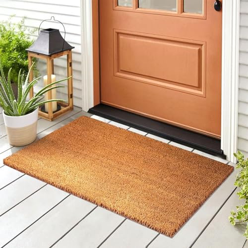 KARAT Coconut Doormat Outdoor and Indoor Door Mat Dirt Trapper Mat Coconut Mat Winter Protection with Non-Slip Back for Front Door and Entrance Made to Measure Natural 100 x 200 cm 1.7 cm