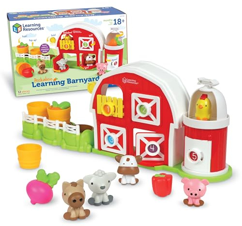 Learning Resources, Juego de Granja de Aprendizaje Peekaboo, Mayores de 18 Meses, Juguetes de Granja para niños pequeños, Juego de imaginación, Juguetes para niño o niña de 2 años