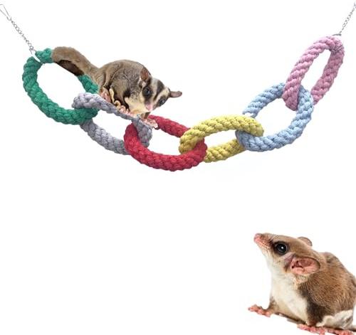 Zuckergleiter zum Aufhängen, 6 Ringe, Kletterspielzeug, Zuckergleiter, Schaukelspielzeug, Zuckergleiter, Kletterseil, Käfigzubehör für Zuckergleiter, Frettchen, Hamster, Eichhörnchen, Chinchilla,