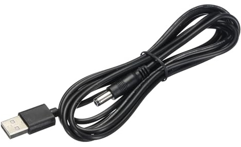 sourcing map USB to DC Power Cable 2 M USB to DC 5.5mm x 2.1mm 5v Power Cord Black for Mini Fan Camera Mobile Phone Tablet Devices 1 Pcs