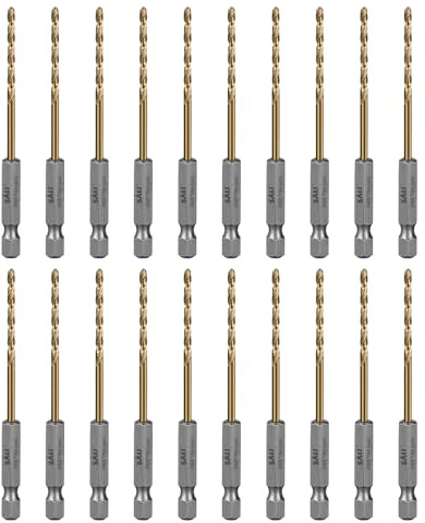 SALI 20 teiliges HSS Bohrer Set Sechskantschaft Schnellbohrkronen Ø 3 mm Titan-beschichteter Bohrersatz Schnellwechsel 1/4-Sechskantaufnahme Spiralbohrer Metallbohrer für Holz Kunststoff Aluminium