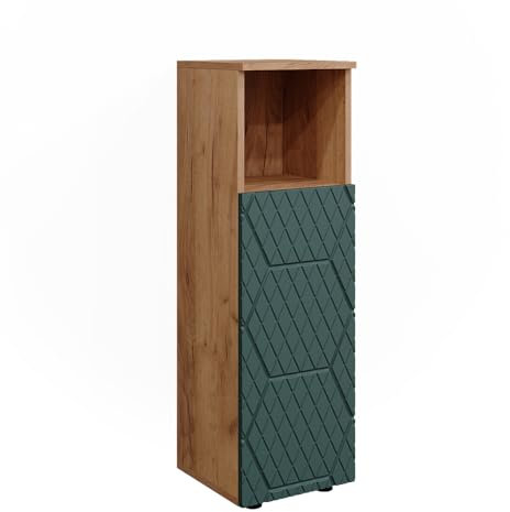 Vicco Midischrank Grün/Goldkraft Eiche Irma 30x95x30 cm - Badezimmermöbel, Ideal für kleine Räume und schmale Nischen