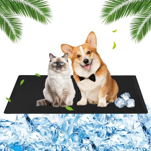 Huifengjie Kühlmatte Hund 40 x 50cm Kühlmatte für Hunde Katze mit Ungiftiges Gel, Kühldecke für Hunde Klein, Hundekühlmatte Selbstkühlend für Hunde Katzen(Schwarz)