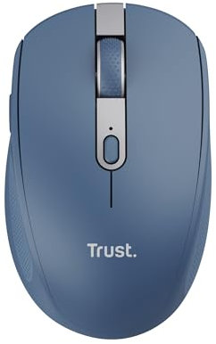Trust Ozaa Mouse Wireless Bluetooth + 2.4GHz, Mouse senza Fili Silenzioso Compatto, 60% Plastica Riciclata, Mouse Bluetooth Ricaricabile Laptop PC Computer Windows Android Mac - Blu
