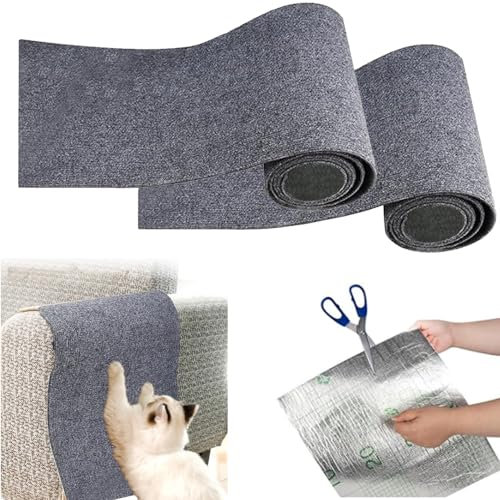 2 Stück Kratzmatte Selbstklebend, Kratzmatte Katze Sofa Kratzwand, Kratzteppich Katze Wand, Kratzschutz Kratzbrett Katzen DIY Katzenkratzbretter (Grau)