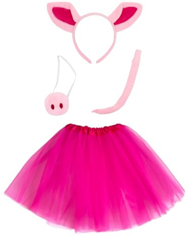 Funidelia | Kit disfraz accesorios de cerdo para mujer Animales - Disfraz para adultos y divertidos accesorios para Fiestas, Carnaval y Halloween - Rosa