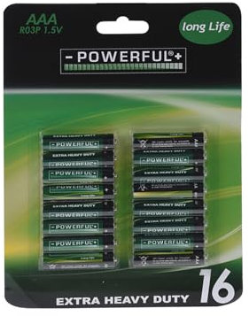 Decor Space Pile alcaline AAA, 1,5 Volt, confezione da 16 pezzi