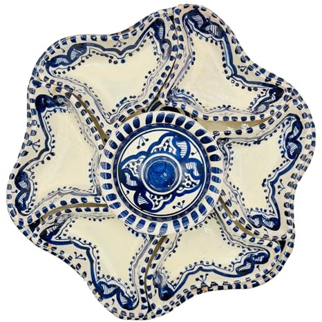 Antipastière en forme de fleur en céramique terre cuite - chef-d'œuvre artisanal marocain 1311141206