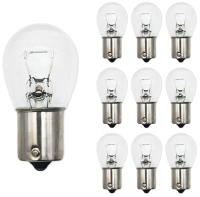 Lanuovx 10 Pack 382 P21W Bulb 12V 21W BA15S Car Brake Light Bulbs, Stop & Tail Lights, Reverse/Indicator Bulbs Turn Signal Bulb Road Legal, BA15S Socket, Vibration Resistant