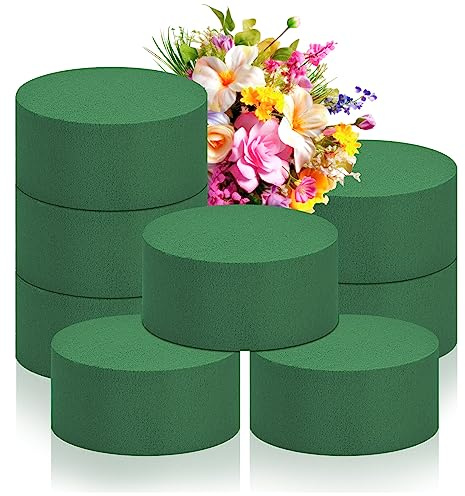 LZMDISU 8Pcs Round Oasis Floral Foam,Green Plant Foam Blocks | Wet & Dry Foam for Flowers, Plant Foam for Artificial Flowers, Wedding & Garden Decor, DIY Crafts Flower Bouquet