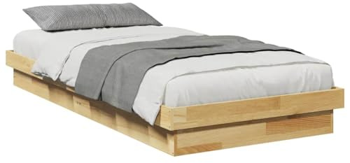 vidaXL Sängram utan madrass 90x190 cm massiv ek, sovrumsmöbler, sängbotten, enkelsäng, säng, säng, träsäng, panelsäng, plattformssäng