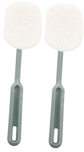 Alipis Toilet and Bathroom Cleaning Brush 2pcs Set Replaceable Heads, Long Handle Floor and Closestool Brush, Hanging Design for Bathtub and Wall Cleaning, Grey and White