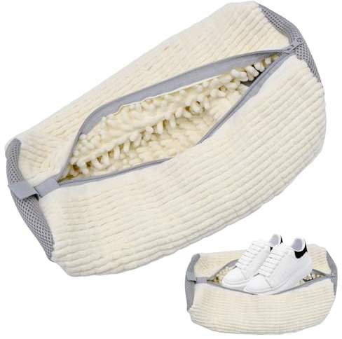 Sacchetto per Il Lavaggio Delle Scarpe, Borsa per Il Lavaggio Delle Scarpe Riutilizzabile Sacchetto per Il Bucato Delle Scarpe In Rete per Tutti I Tipi e Le Dimensioni di Scarpe (Bianco Avorio)
