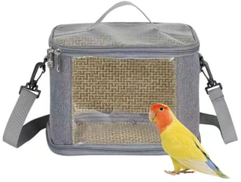 CiCixixi Transportbehälter für Vögel, Vogelkäfig Wellensittich, Vogel transportbox, Tragbare Vogelträger Reisetasche, Transparent atmungsaktiver Reisekäfig + 4 x Vögel Kauen Spielzeug（5-7cm）