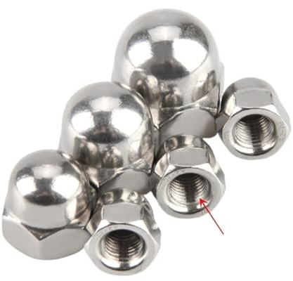 SellGood Handmutter 1~5 Stück M8 M10 M12 M14 M16 M20 304 Edelstahl Feingewinde Hutmutter Sechskant Feinzahn Dekorative Abdeckung Kuppel Schraubverschluss(M10x1.25mm-3Pcs)