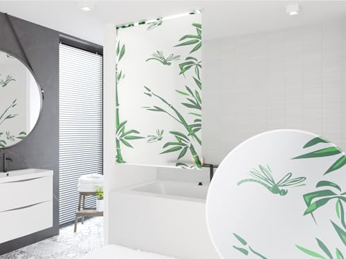 probath Basic Duschrollo Verschiedene Motive 13 Breiten zur Wahl Duschvorhang Schwarz Grün Weiss Transparent Blau Hellgrau (Bambus, 140x190 cm)