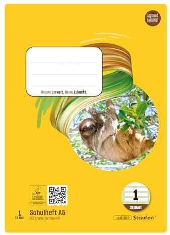 Style Schulheft - 10 Hefte à 32 Blatt, DIN A5, 80 g/m², liniert 5/5/5 mm | Lineatur 1, hochwertiges Papier, ausgezeichnet mit dem EU Ecolabel, praktische Details