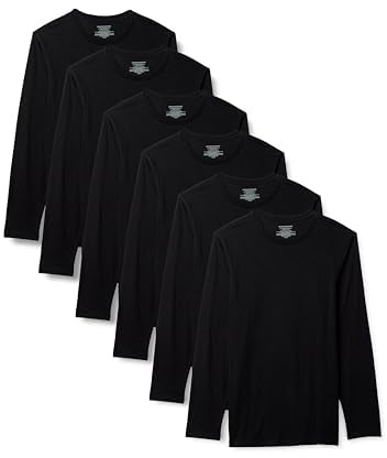 Amazon Essentials Camisetas de Cuello Redondo de Corte Ajustado Hombre, Paquete de 6, Negro, M