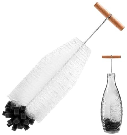 Brosse À Long Manche Pour ÉProuvettes Et Fioles - Brosse Nettoyante Pour Bouteilles | Nettoyeur Polyvalent À Tête ÉPonge Pour Bouteilles, Fioles, ÉProuvettes, Tubes, Carafes, Verres ÉTroits, Cuisine E