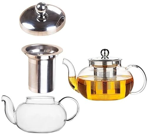 NORMAHN - Tetera de vidrio de borosilicato - Hervidor de té - Teteras con infusor extraíble - 800ml