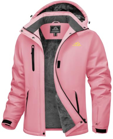 TACVASEN Damen Winterjacke Wasserdicht Outdoor Winter Skijacke Windbreaker | Softshelljacke,Snowboardjacke,Winddicht,Wasserdicht,Warm,Snowboard,Fleece,Gefütterte,mit Abnehmbarer Kapuze,Wintermantel