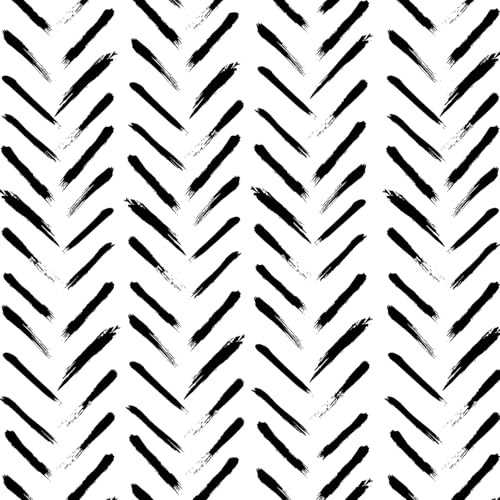 Fiula Papel tapiz autoadhesivo para despegar y pegar, color negro y blanco, diseño de rayas geométricas, extraíble, moderno, de espiga, 44 cm x 15 m, para dormitorio, baño, decoración de pared, apto