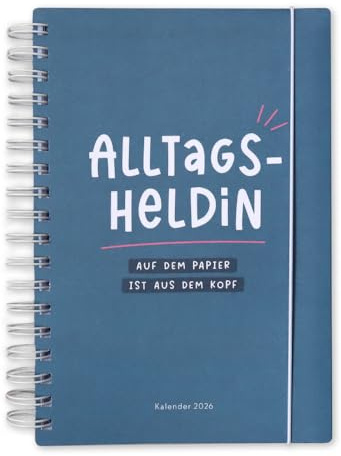 Odernichtoderdoch Kalender „Alltagsheldin | A5 Format | 208 Seiten | Dunkelblau | Mit Klarsichthülle | Monats To Dos uvm. | Softcover (Alltagsheldin 2026)