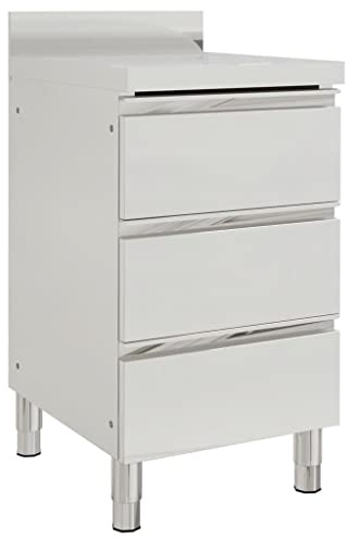 ACAGALA Armadietti da Cucina Cassettiera, Tavolo da Lavoro in Acciaio Inox, Armadio da Cucina a Libera Installazione, Armadietti da Cucina con 3 Cassetti per Cucina Esterna, 50 x 60 x 96 cm