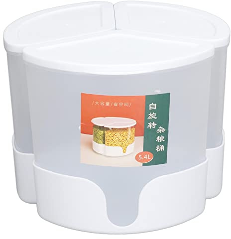 outdoorm Dispensador de grano 360 grados rotación 3 compartimento recipiente de alimentos secos sellados Organización de contador de cocina para uso doméstico